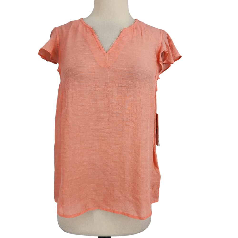 Nanette Lepore Coral Flutter Sleeve Top  Size small NWT